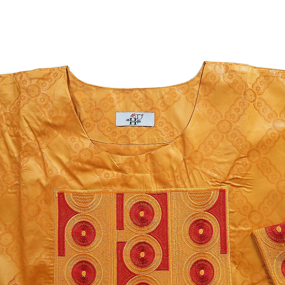 African Men's Traditional Agbada Sets 3PCS Yellow Bazin Riche Embroidery Wedding Party Couple Suits boubou