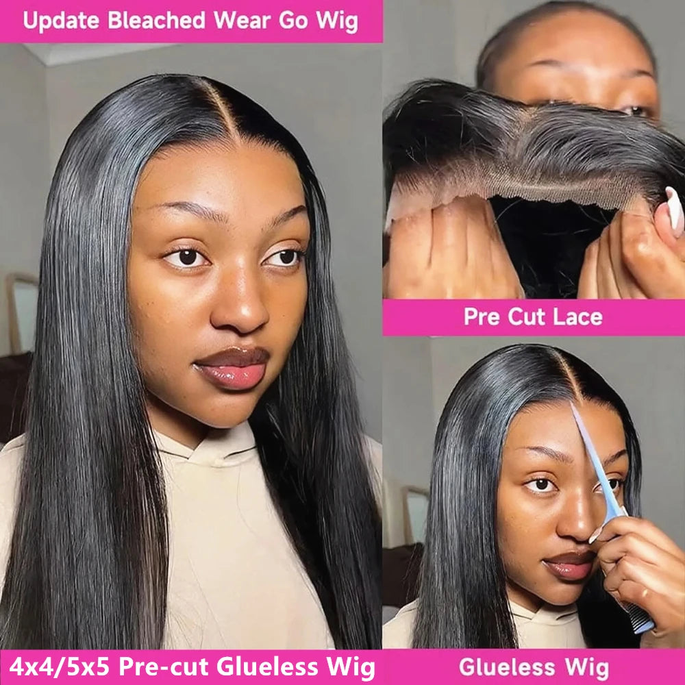 40 Inch Straight Drawstring 360 Full Lace Wig Human Hair 100% 13x6 HD Transparent Lace Frontal Wigs 5x5 Glueless Wigs For Women