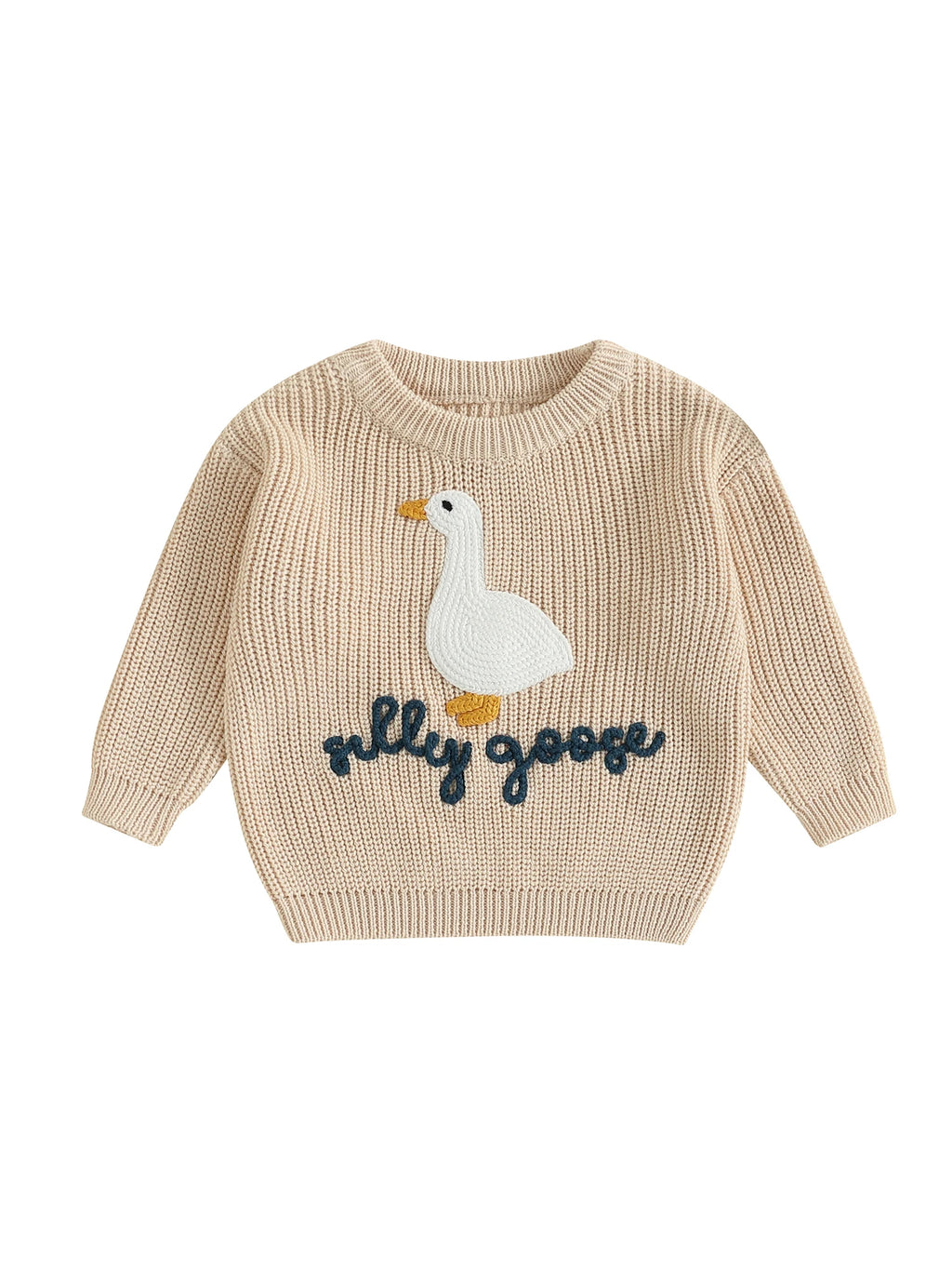 Infant Toddler Duck Sweater Cute Animal Embroidered Crewneck Long Sleeve Pullover Cozy Knit Tops for Baby Boys Girls