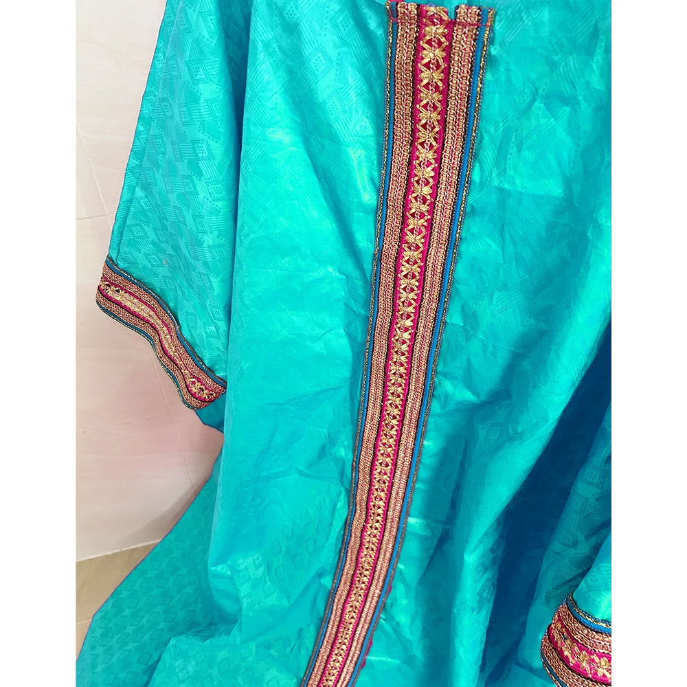 Unique African Traditional Brocade Basin Dashiki With Lace Trim Ribbon Wedding Dress Origianl Nigeria Bazin Rich Boubou Robe