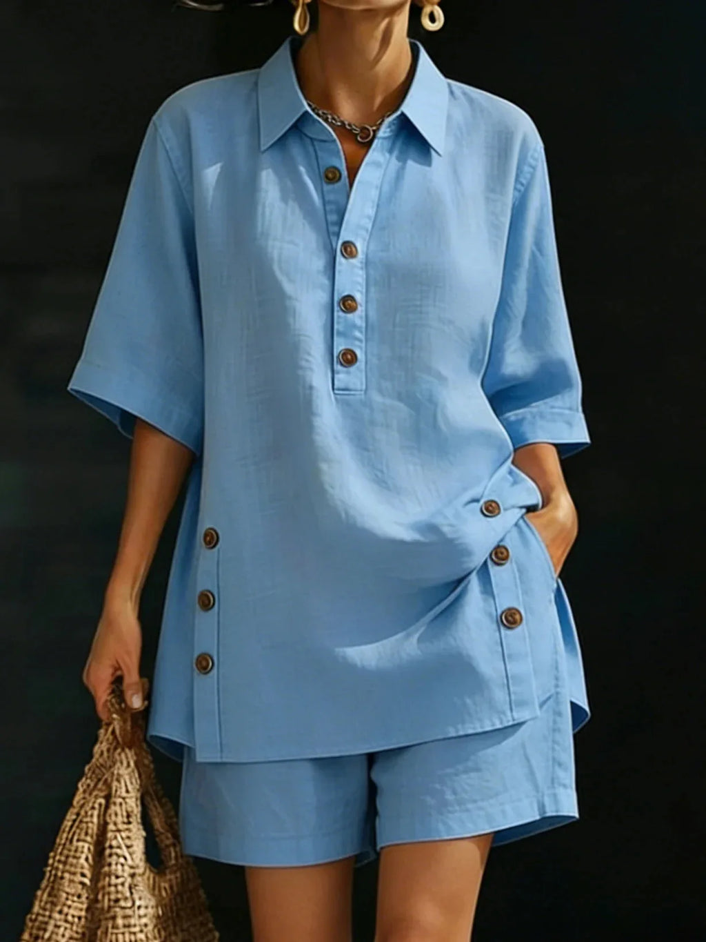 Women's Solid Colour Short Pants Set | Elegant Loose 2-Piece Summer Suit | HotTrendyPicks
