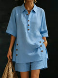 Women's Solid Colour Short Pants Set | Elegant Loose 2-Piece Summer Suit | HotTrendyPicks