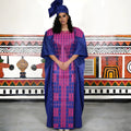 Women's Dashiki Ankara Bazin Riche Embroidery Dress & Headscarf | Wedding & Party