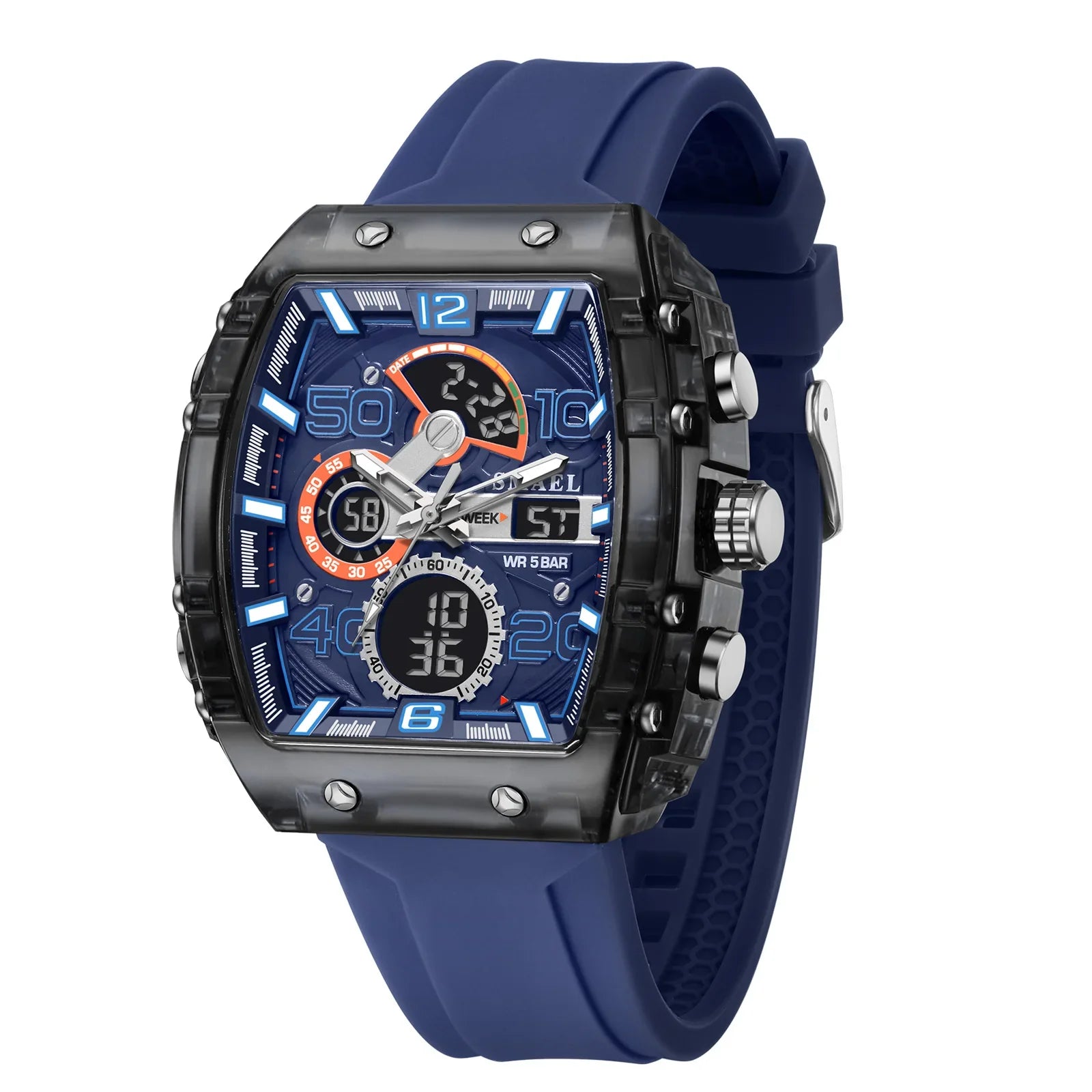 Men's 8109 electronic watch fashion square dual display waterproof luminous
