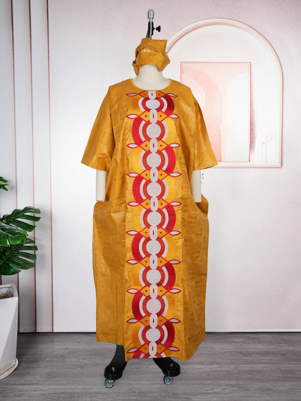 Plus Size Luxury Boubou Gown | Bazin Riche Embroidery African Wedding Dress | Women
