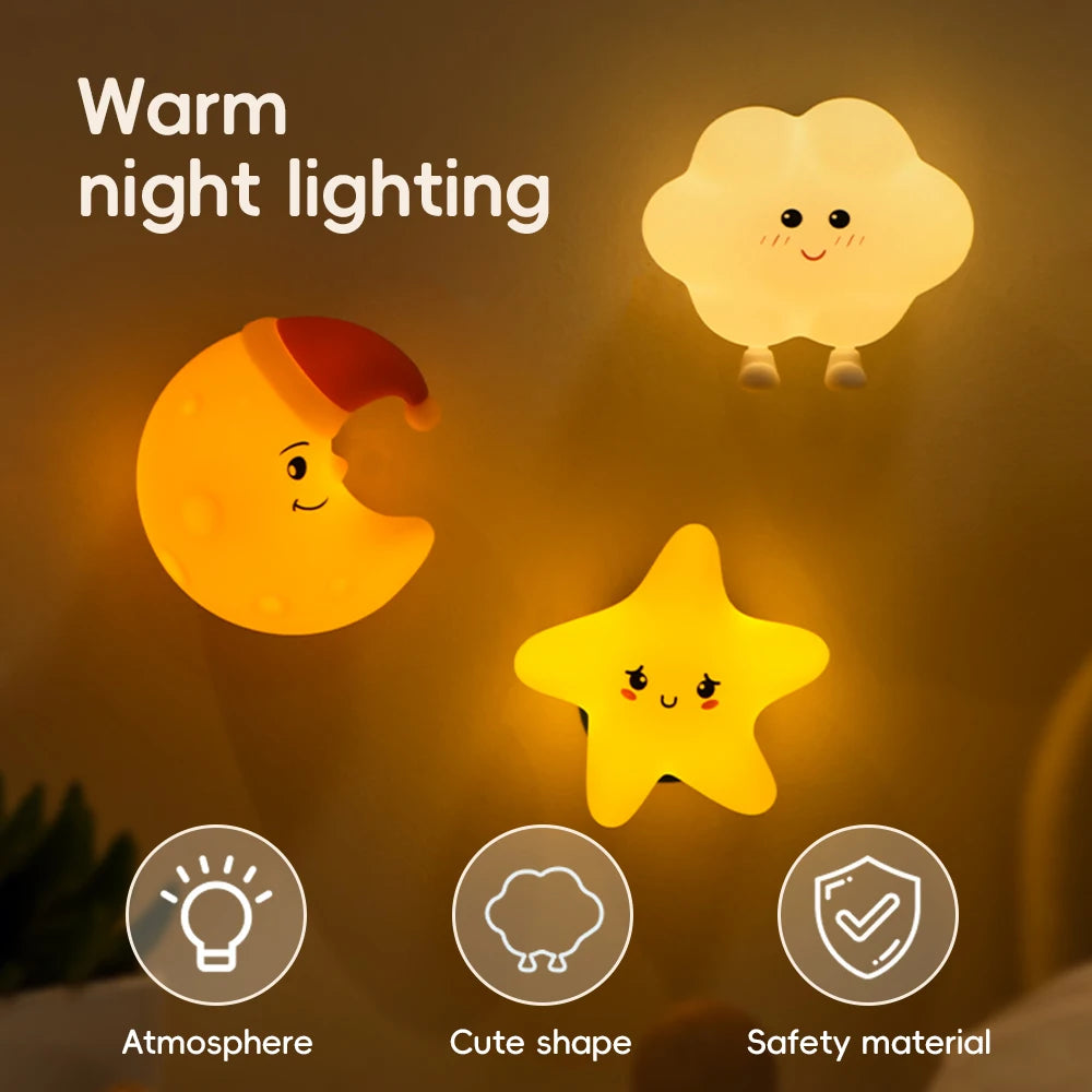 Novelty LED Star Cloud Silicone Night Light Nursery Sleeping Wall Lamp Rechargable Beside Lamp For Baby Bedroom Decor