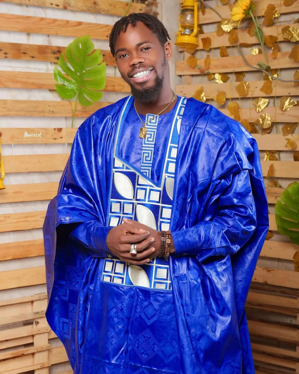 Men's Bazin Riche Embroidery African Top | Long Sleeve Dashiki | L–5XL