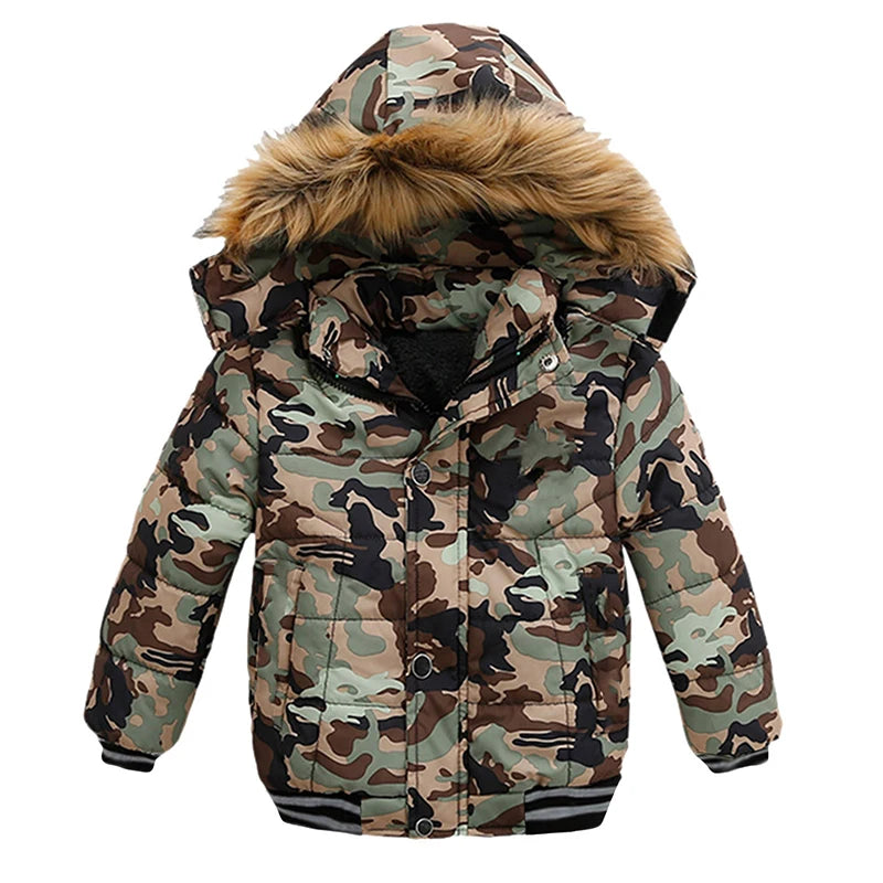 Autumn Winter Hooded Jacket for Kids - Boys & Girls Warm Fur Collar Zipper Outerwear Casual Fashion Baby Coat for Ages 2-6