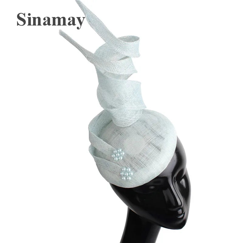 Green Fascinators Millinery Hat Party Tea Chapeau Headband New 4-Layer Sinamay Female Bridal Married Headpiece Fashion Occasion