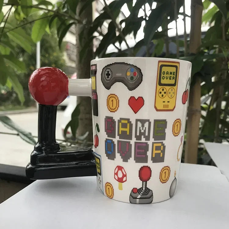 New Ceramic Mugs Creative 3D Game Over Coffee Cups Student Milk Game Controller Handle Funny Mug Birthday Christmas Gamer Gift