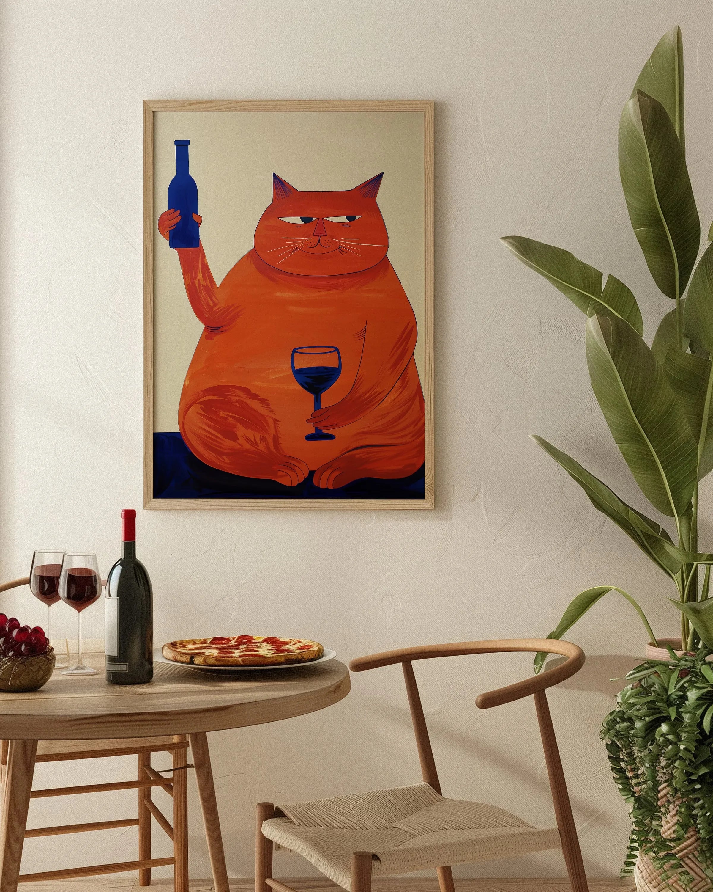 Black Cat & Dog Canvas Wall Art | Mid-Century Home Decor Gift | HotTrendyPicks