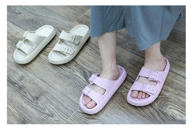 New Women's Slippers Thick Bottom Anti-Slip Home Outdoor Sandals Comfortable EVA Material Pure Color Slippers