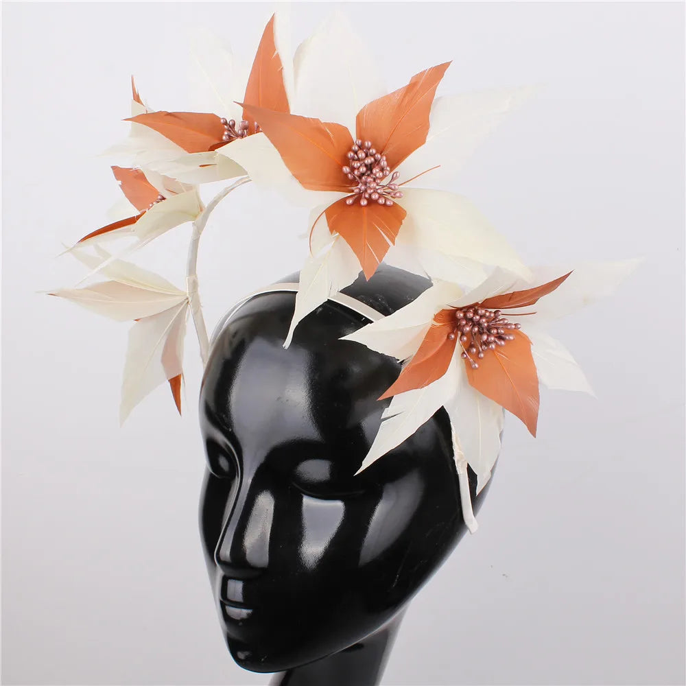 Women's Feather Hat Headband Headwear Elegant Fascinators Accessories Formal Banquet Headdress