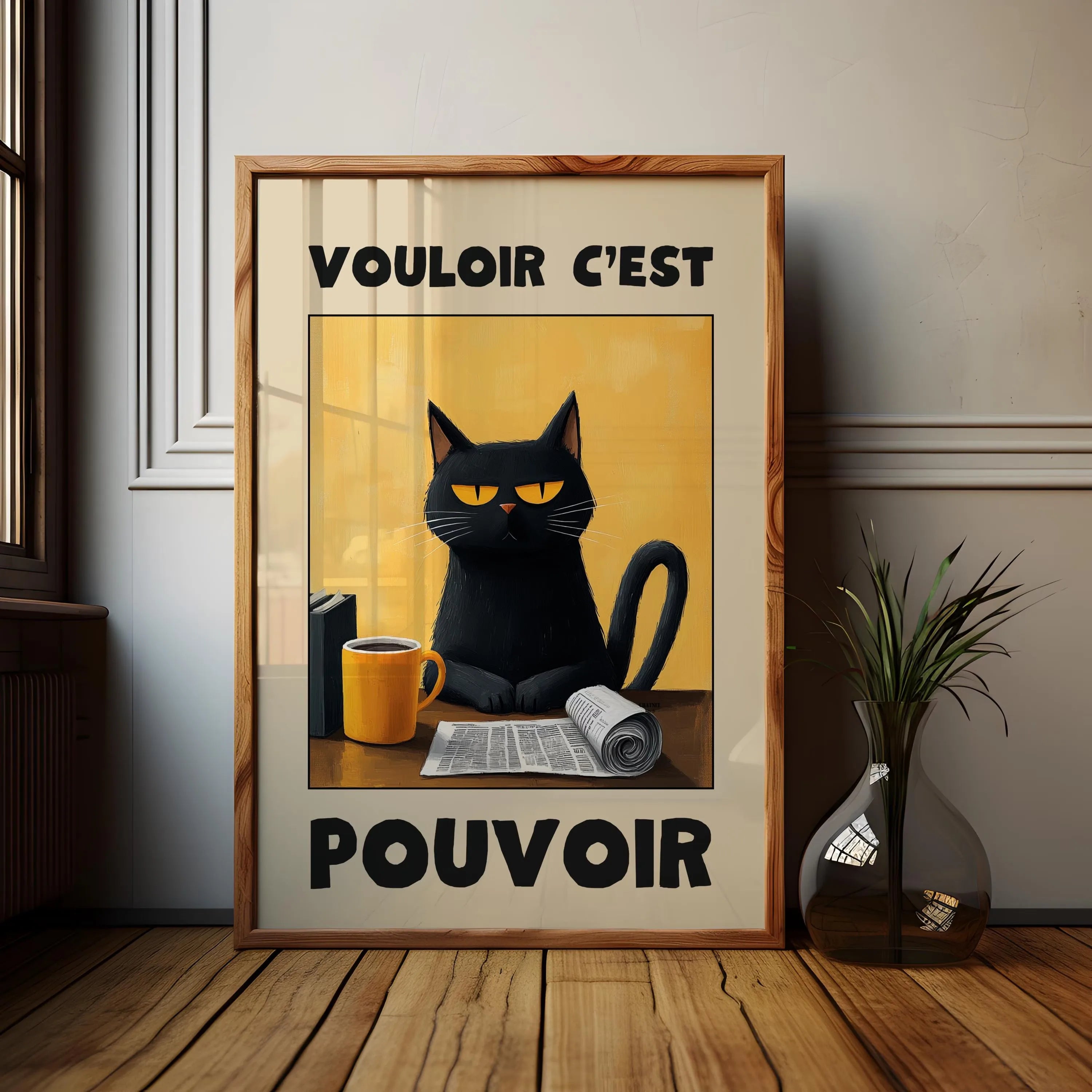Black Cat & Dog Canvas Wall Art | Mid-Century Home Decor Gift | HotTrendyPicks
