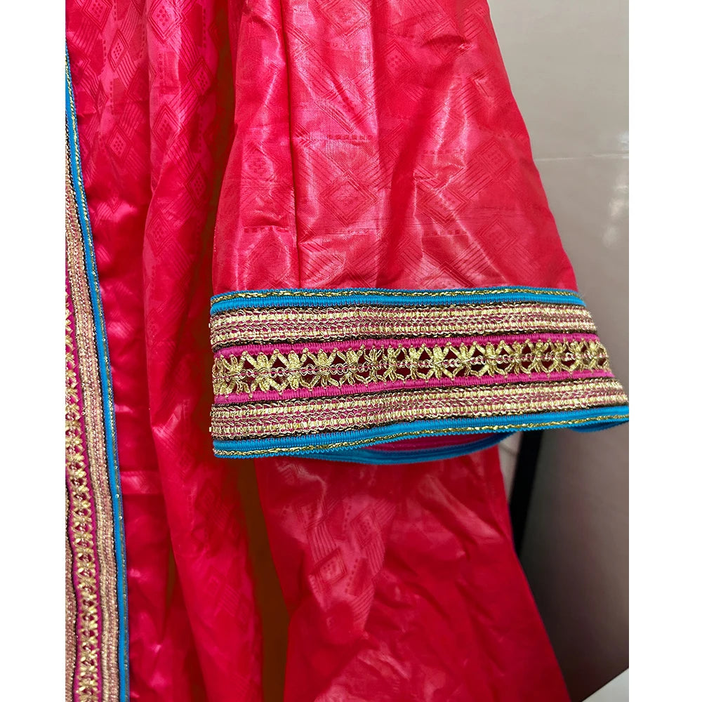 Unique African Traditional Brocade Basin Dashiki With Lace Trim Ribbon Wedding Dress Origianl Nigeria Bazin Rich Boubou Robe