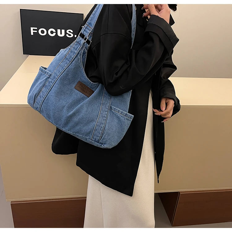 Fashion Luxury Women's Shoulder Bag Denim Fabric High Quality Women's Handbags Large Capacity Multi Functional Women‘s Tote Bag
