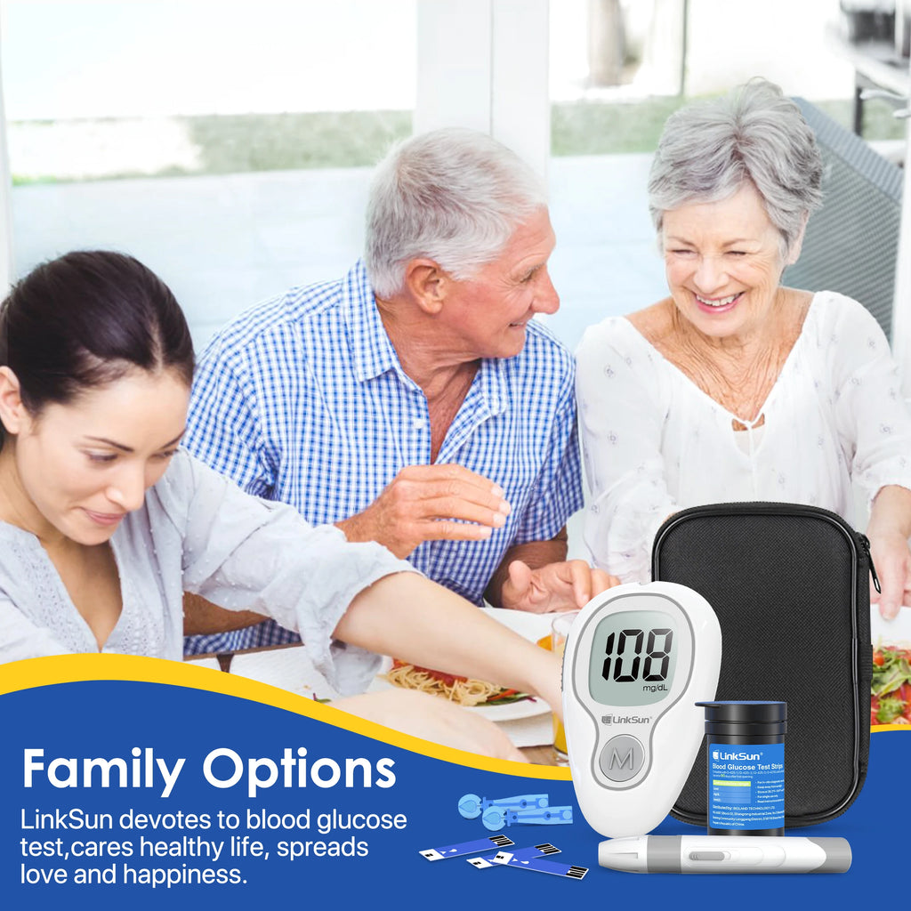 LinkSun G-425-3 Blood Glucose Meter Glucometer Full Set Medical Diabetes Blood Sugar Monitor Complete Kit Glucose Test Strips