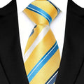 8cm Width Yellow Color Neck Ties For Men Paisley Dots Handmade