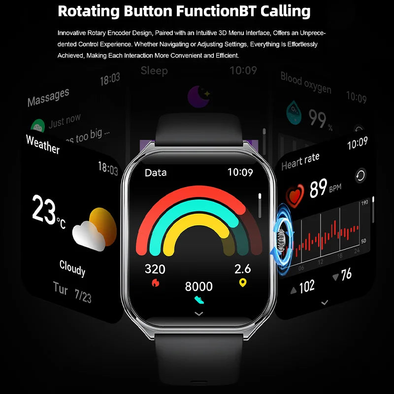 New Ultra Thin Smart Watch men 1.96" AMOLED 360*360 HD Pixel Display Always Show Time Bluetooth Call Reminder Smartwatch Ladies