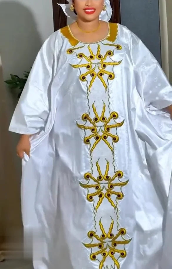 Traditional Embroidery African Dress | Church & Wedding Women's Outfit
