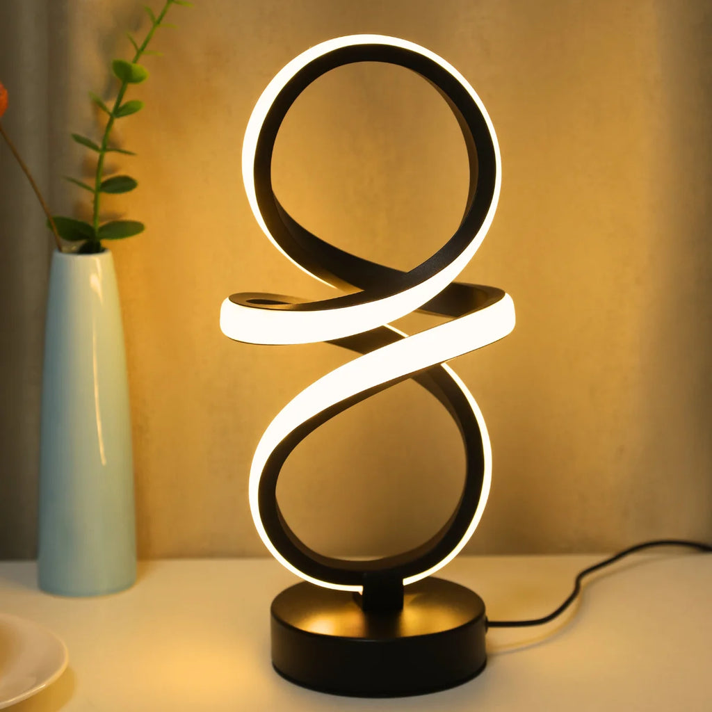 Creative spiral LED table lamp, adjustable in 3 colors, USB power supply, suitable for home bedrooms, offices, and study rooms