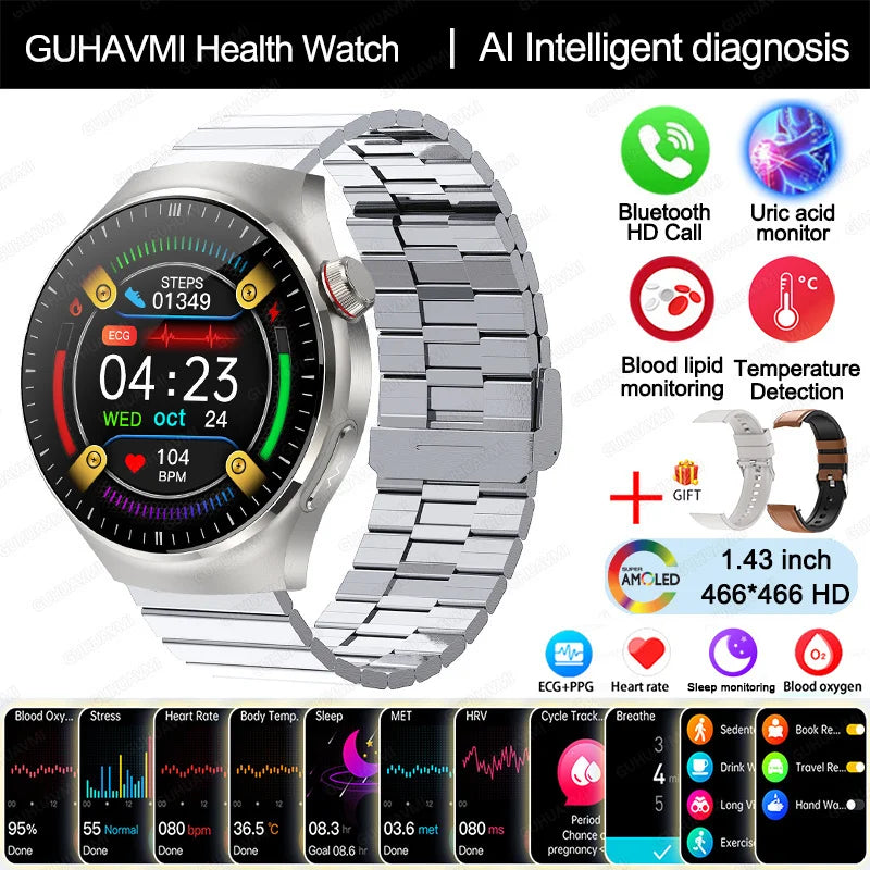 Nursing Grade Health Smartwatch | ECG+PPG Blood Lipid Uric Acid Body Temp