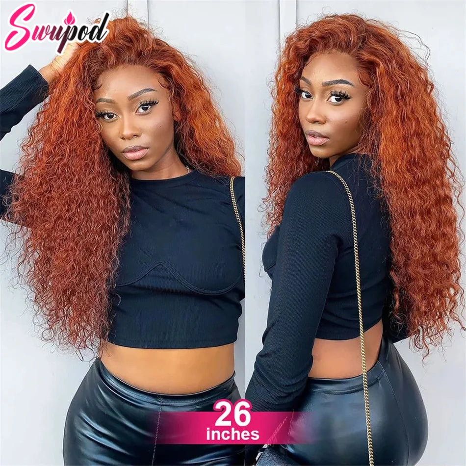 250% 360 Full Lace Ginger Orange Wig 13x6 HD Lace Frontal Wig 13x4 Front Deep Wave Curly Remy Human Hair Glueless PrePlucked
