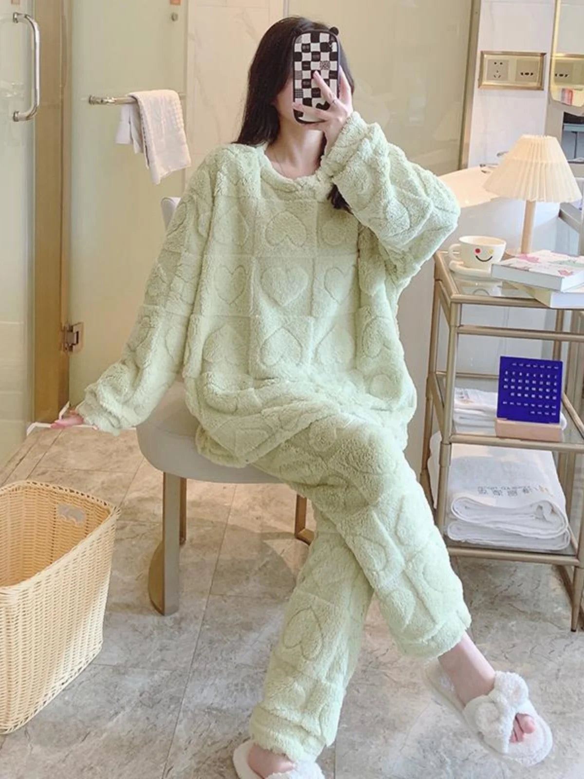 Plus Size Coral Fleece Pyjama Set | Thick Winter Sleepwear for Women | HotTrendyPicks