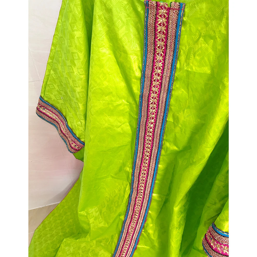 Unique African Traditional Brocade Basin Dashiki With Lace Trim Ribbon Wedding Dress Origianl Nigeria Bazin Rich Boubou Robe