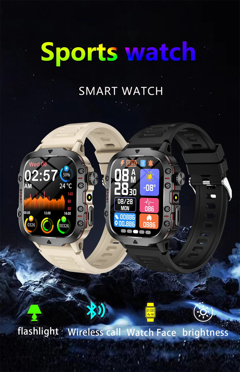 Bluetooth Smartwatch | Heart Rate Sleep Tracker | Gift for Men & Women