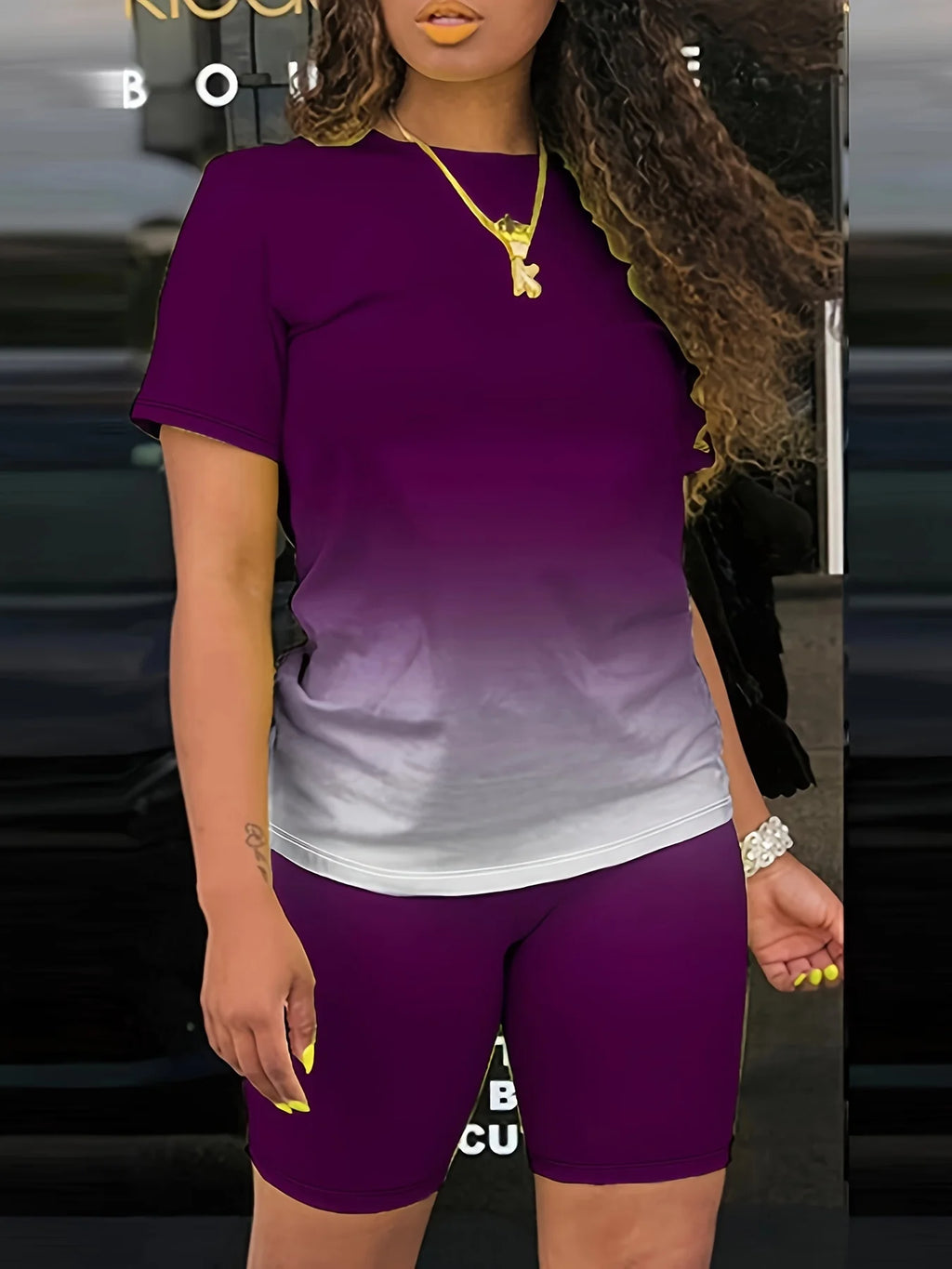 Women's Tie-Dye Gradient T-Shirt & Shorts Set | All-Season 2-Piece | HotTrendyPicks