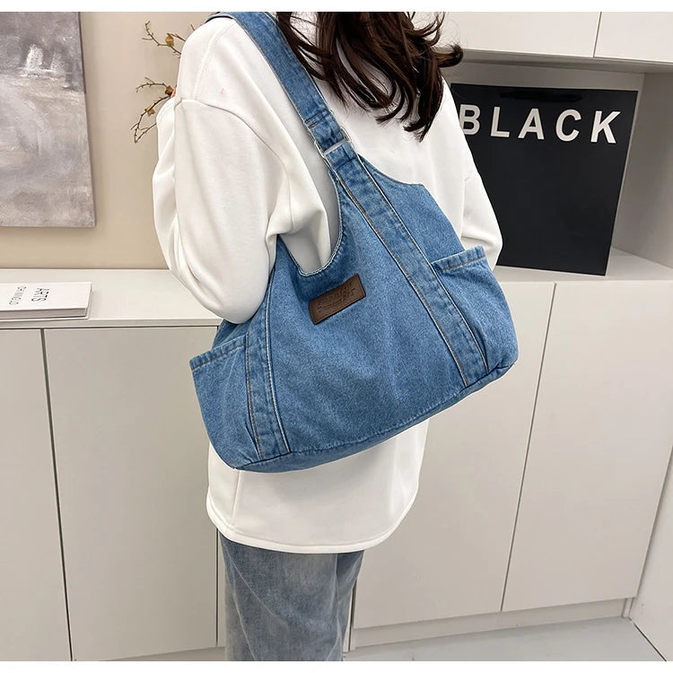 Fashion Luxury Women's Shoulder Bag Denim Fabric High Quality Women's Handbags Large Capacity Multi Functional Women‘s Tote Bag