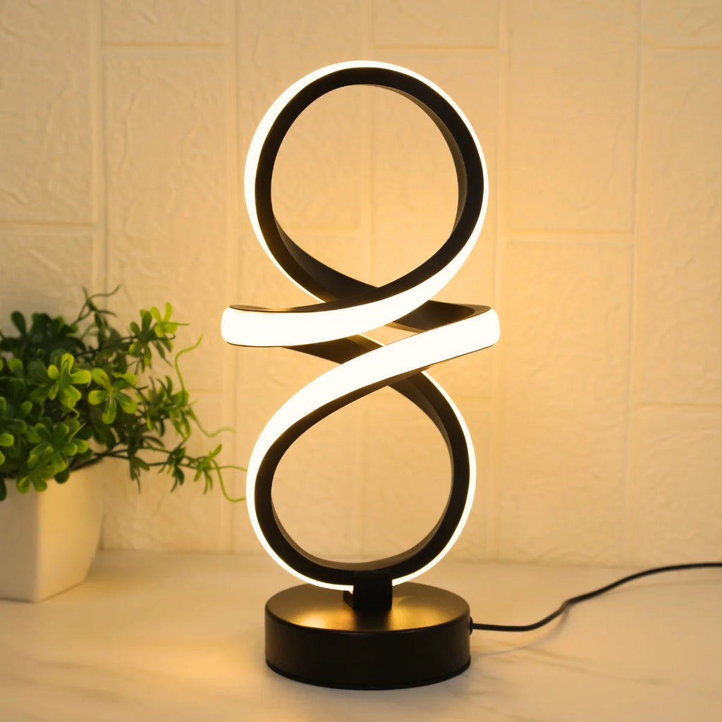 Creative spiral LED table lamp, adjustable in 3 colors, USB power supply, suitable for home bedrooms, offices, and study rooms