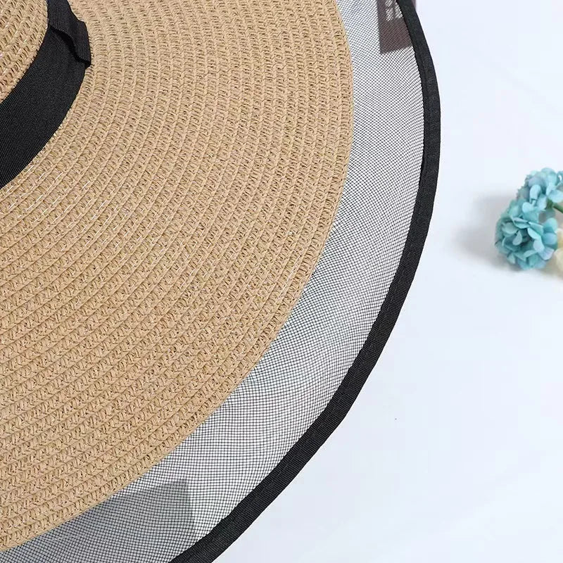 1pc Sun Hat Big Eaves Waves Beach Cap for Women,Summer Straw Hats Big Brim Sun Visors UV Foldable Bucket Panama Caps for Tralve