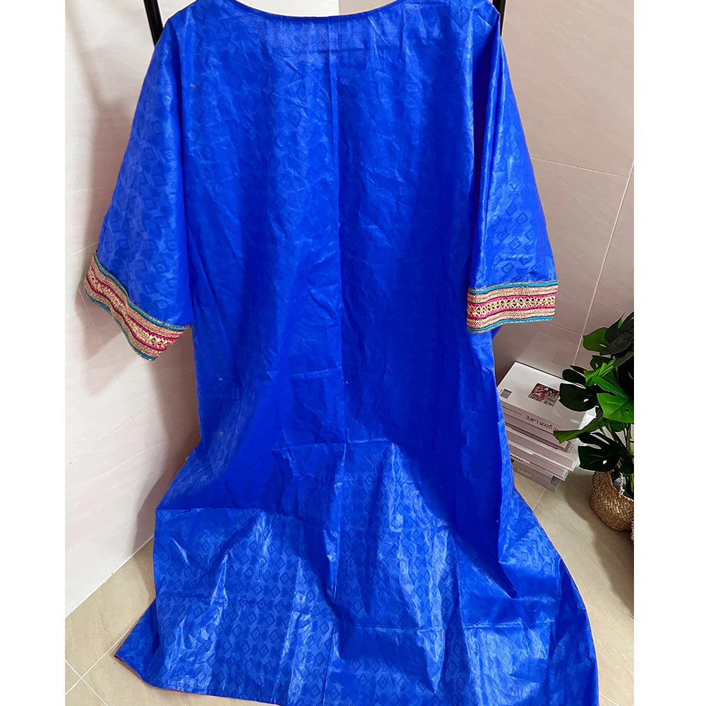 Unique African Traditional Brocade Basin Dashiki With Lace Trim Ribbon Wedding Dress Origianl Nigeria Bazin Rich Boubou Robe