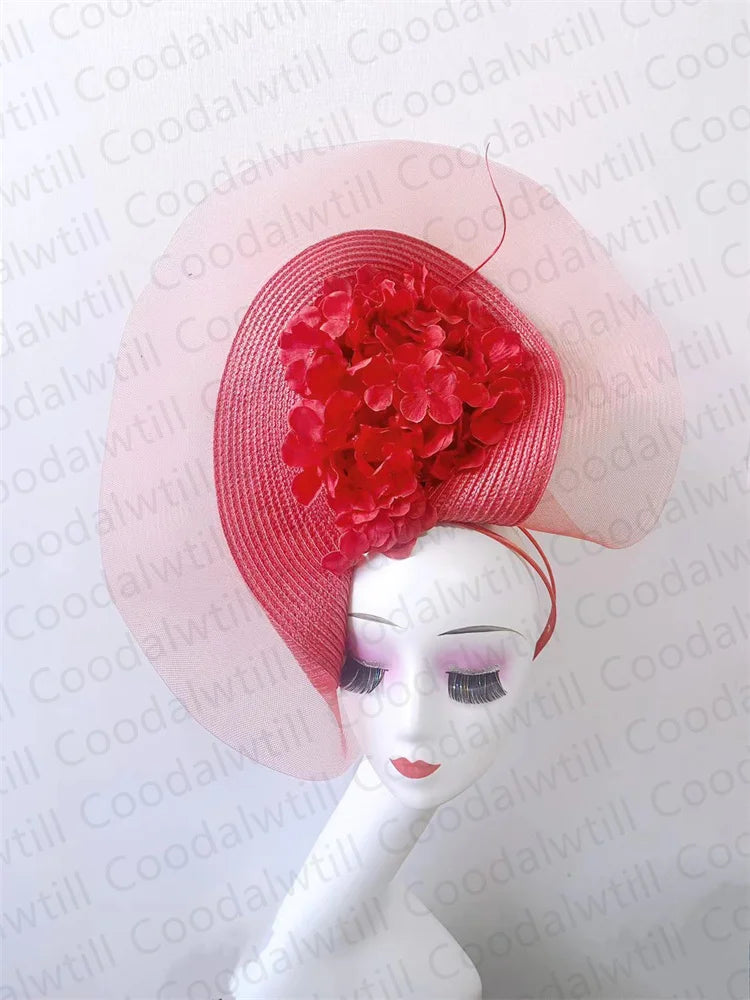 Women's Elegant Fascinator Pillbox Cap With Flower Luxury Party Derby Hat