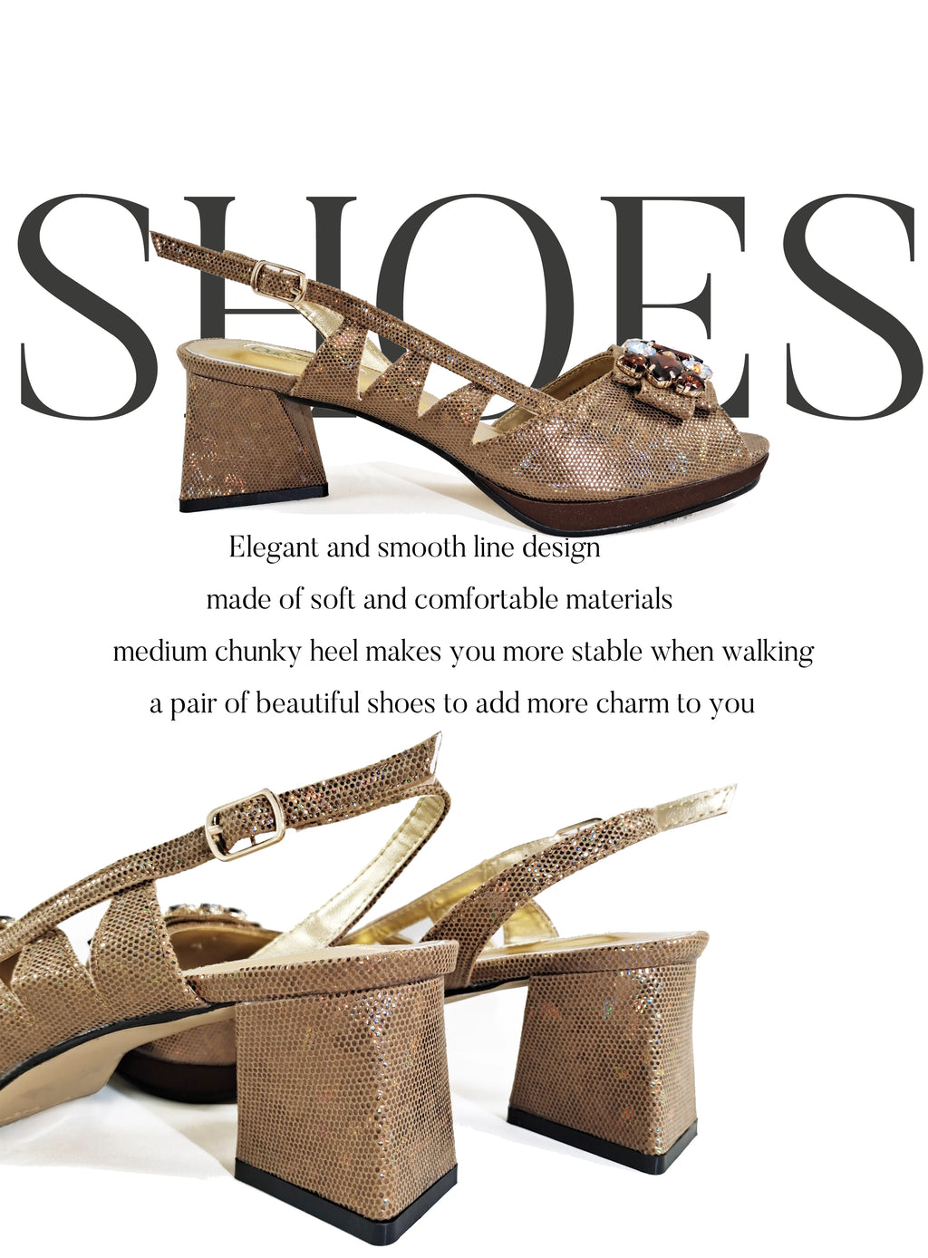 New-Season Peep Toe Ladies Elegant Coral Color Diamond-Embellished High Heels Italian-Designed Shoe and Handbag Set