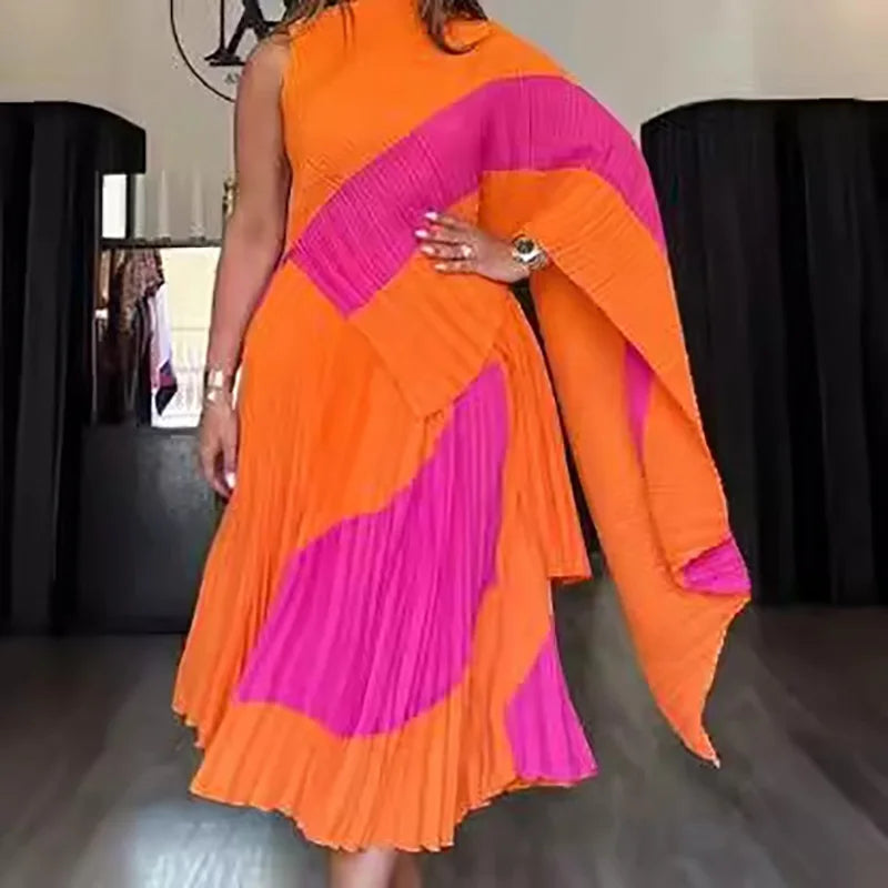 Autumn Women's Color Matching Set Shawl Top Long Elastic Waist Skirt Two-piece Set
