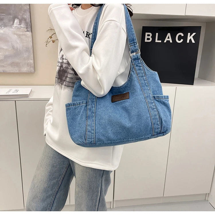Fashion Luxury Women's Shoulder Bag Denim Fabric High Quality Women's Handbags Large Capacity Multi Functional Women‘s Tote Bag