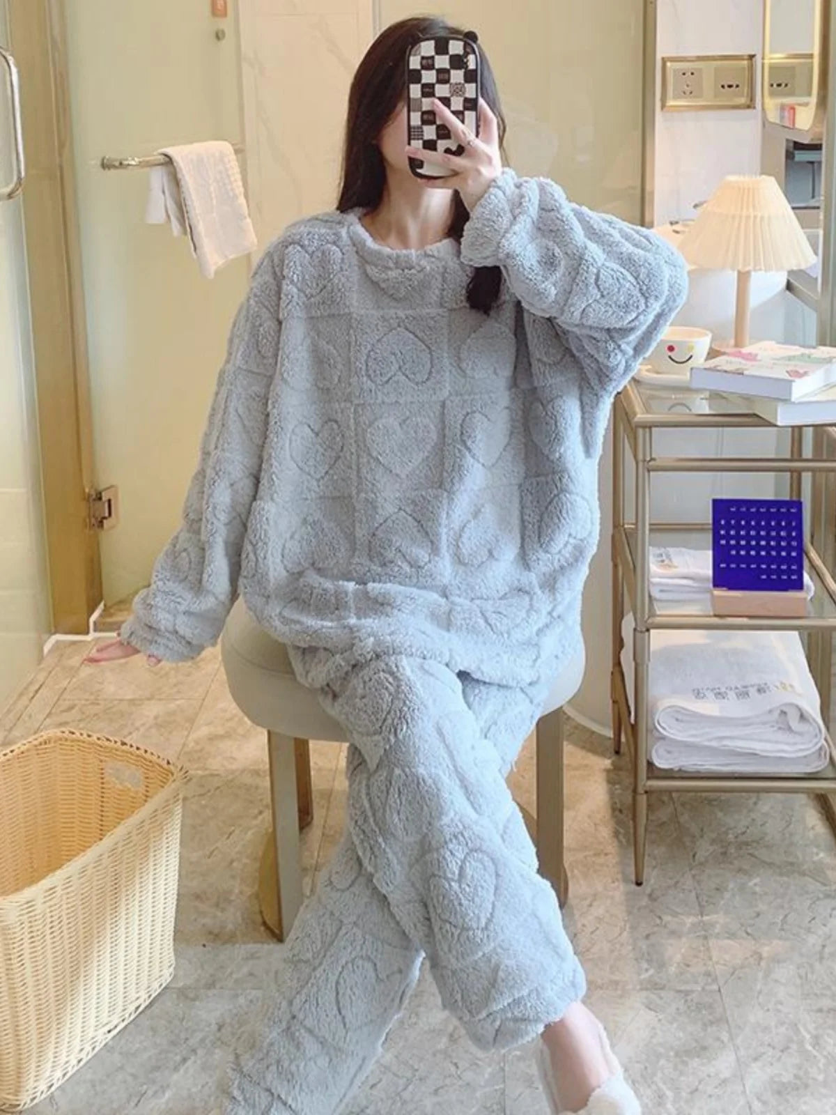Plus Size Coral Fleece Pyjama Set | Thick Winter Sleepwear for Women | HotTrendyPicks