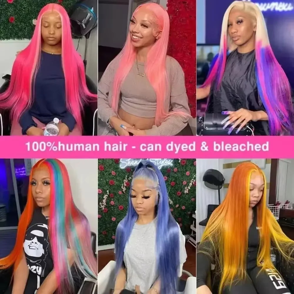 Honey Blonde Long Straight Human Hair Wigs 13x6 HD Lace 613 Colored 220 Density Remy Hair 13x4 Hd Lace Frontal Wigs For Women