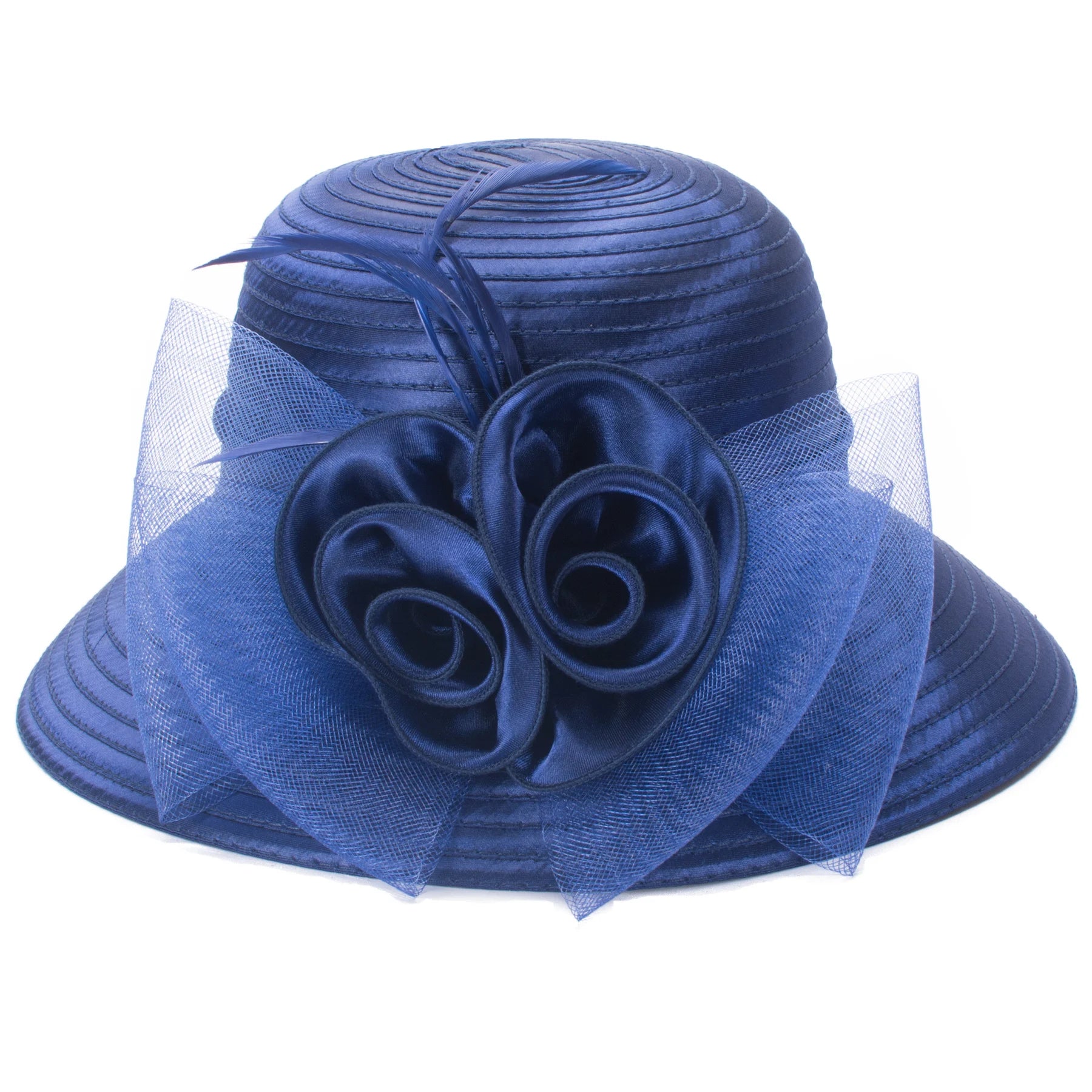 Lawliet Wide Brim Summer Hats for Women Feathers Netting Fascinator Beach Bridal Mother's Hats Wedding Derby Church  Cap A433