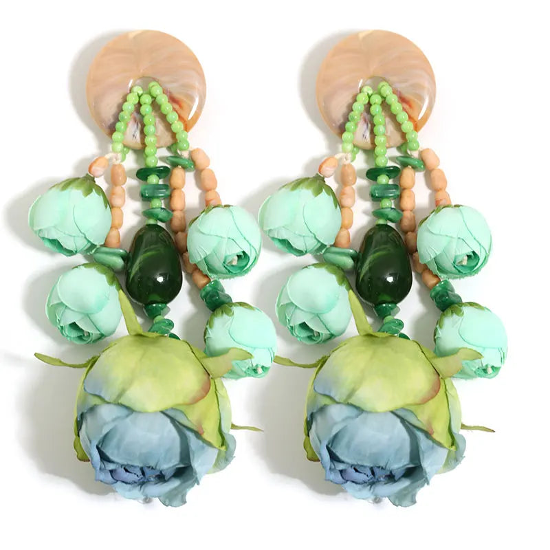 Statement Bohemian Style Simulation Rosebud Earrings For Women Girl Trendy Luxury Vintage Fairy Wedding Party Jewelry Accessoies