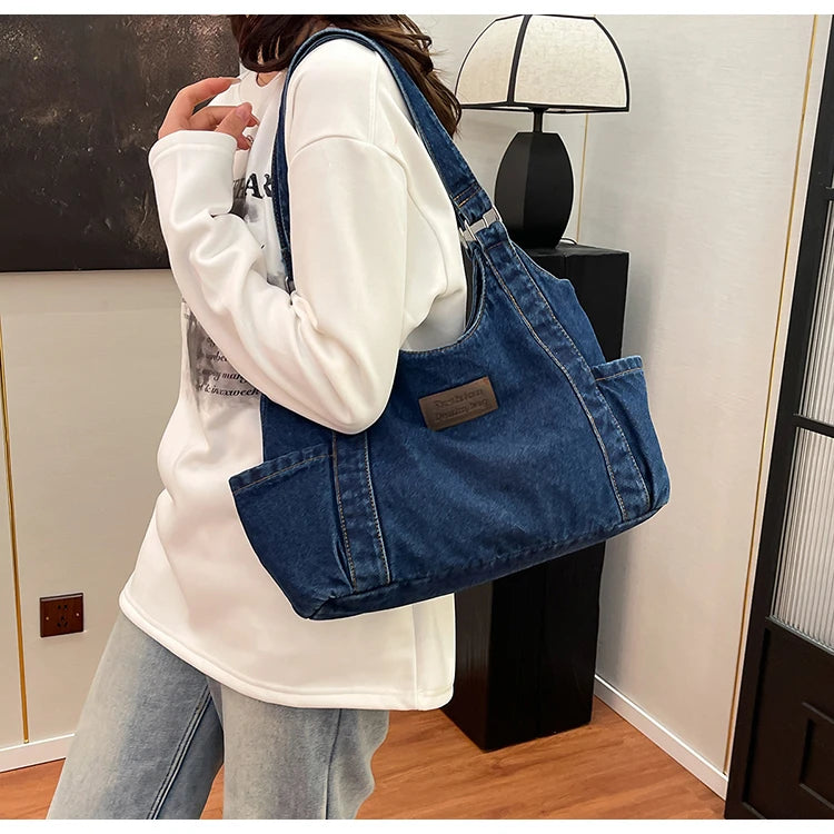 Fashion Luxury Women's Shoulder Bag Denim Fabric High Quality Women's Handbags Large Capacity Multi Functional Women‘s Tote Bag