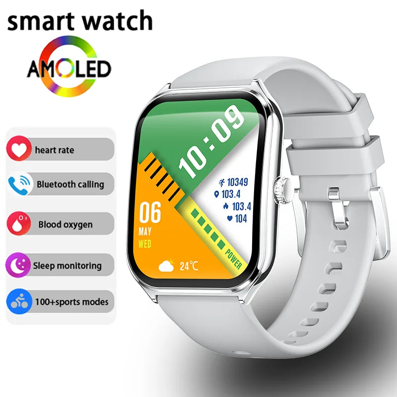 New Ultra Thin Smart Watch men 1.96" AMOLED 360*360 HD Pixel Display Always Show Time Bluetooth Call Reminder Smartwatch Ladies