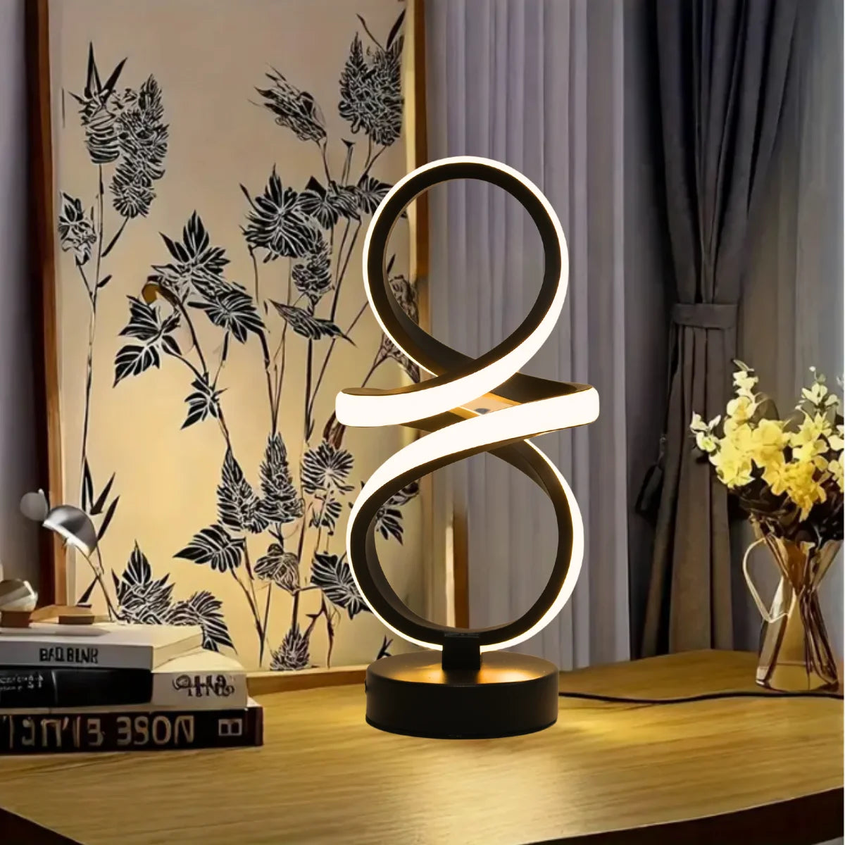 Creative spiral LED table lamp, adjustable in 3 colors, USB power supply, suitable for home bedrooms, offices, and study rooms