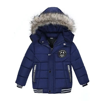Autumn Winter Hooded Jacket for Kids - Boys & Girls Warm Fur Collar Zipper Outerwear Casual Fashion Baby Coat for Ages 2-6