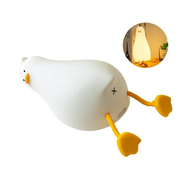 LED Duck Night Light Rechargeable Touch Silicone Cartoon Clap Duck Sleeping Night Lamp for Bedroom Decoration Children Gift