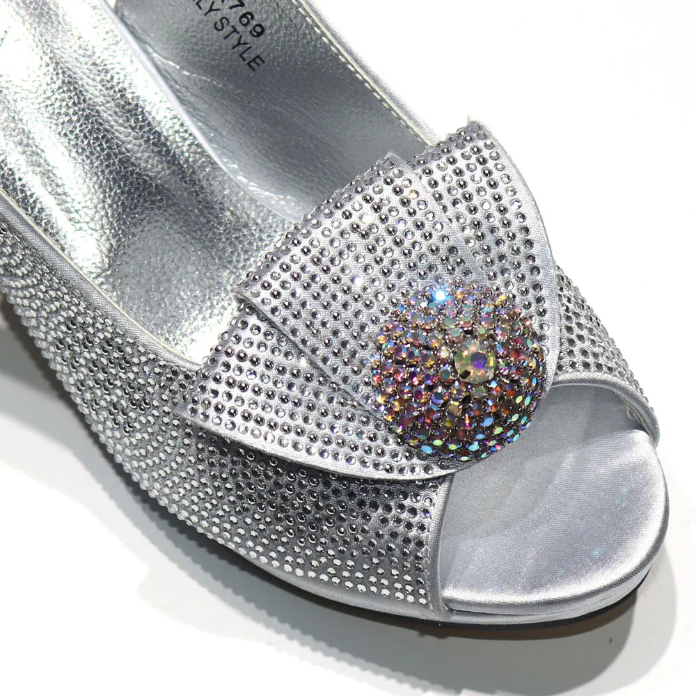Italian Design Girly Style Golden Color Wedding Shoes And Bag Full Diamond Decoration Metal Closure Bags