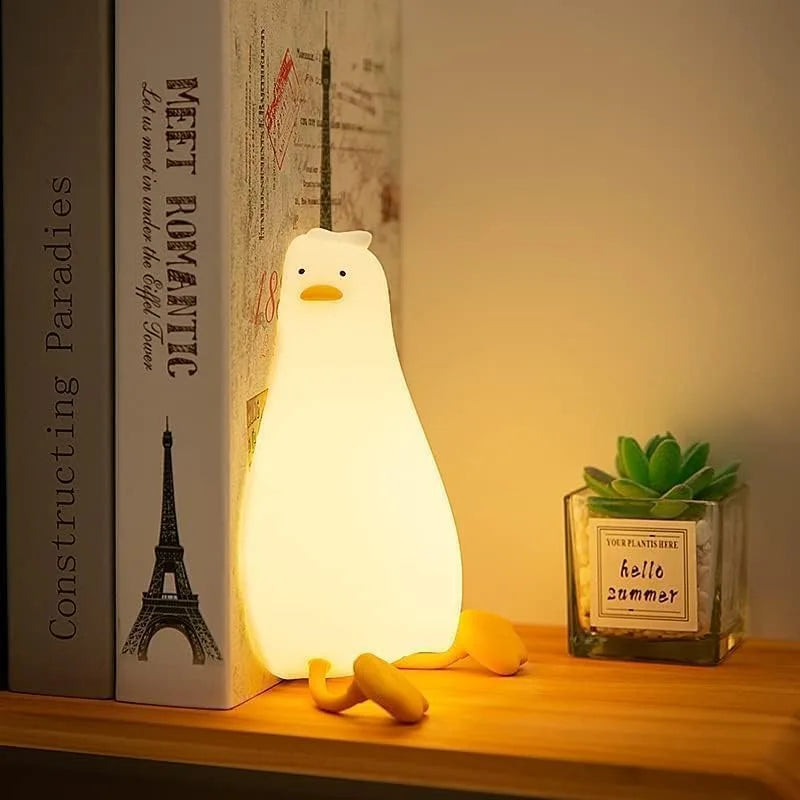 LED Duck Night Light Rechargeable Touch Silicone Cartoon Clap Duck Sleeping Night Lamp for Bedroom Decoration Children Gift